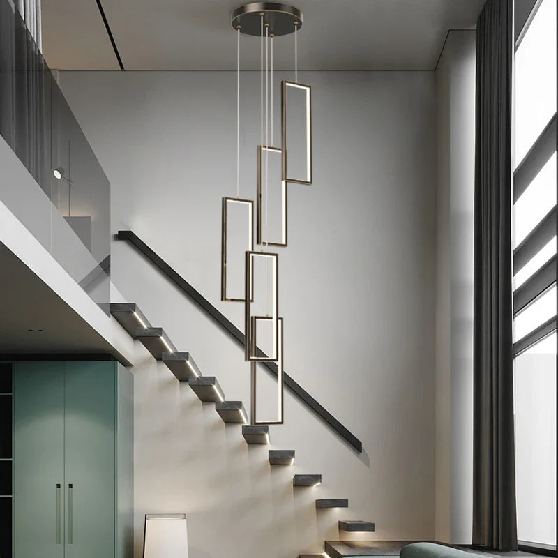 Modern copper chandelier with elegant LED lighting design