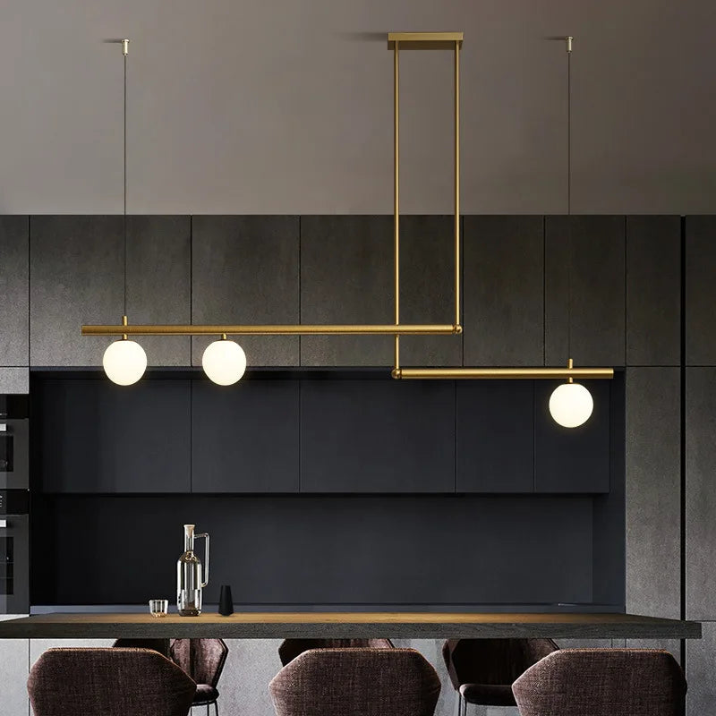 Modern Nordic Minimalist LED Glass Chandelier for Restaurant Decoration