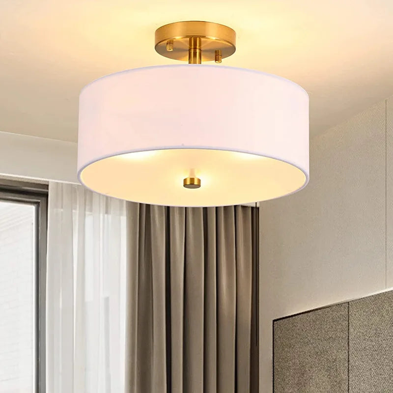 Simple American-style circular fabric chandelier