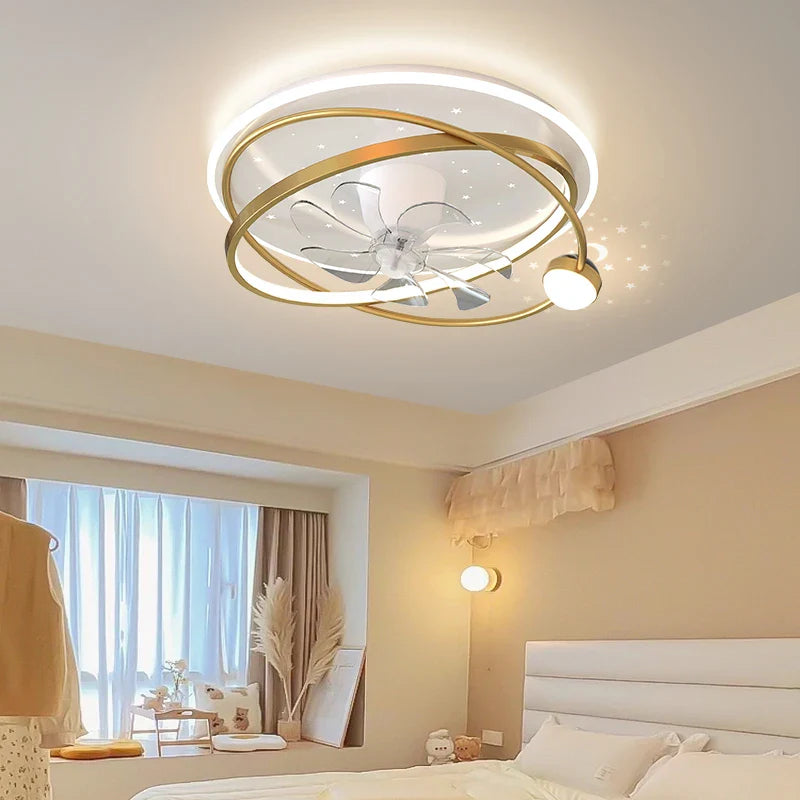 Modern chandelier with lights and smart fan for indoor use
