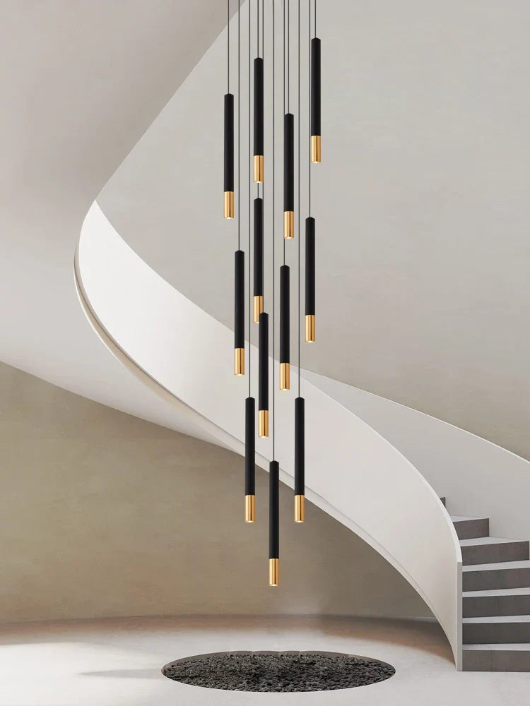 Tubular LED chandelier for restaurant interior lighting