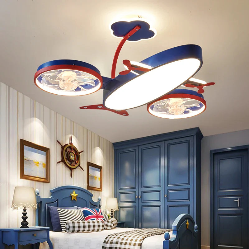 Cartoon airplane LED chandelier for creative children