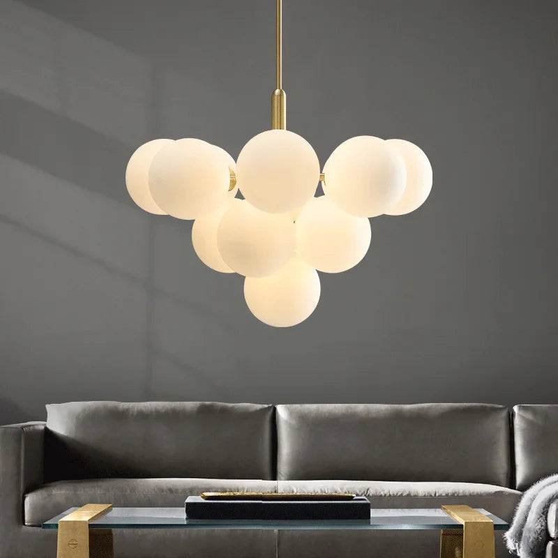 Nordic copper chandelier creative design glass LED