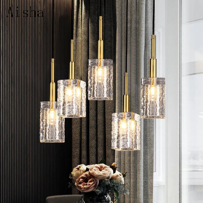 Gold crystal chandelier, designer piece for elegant and modern interiors