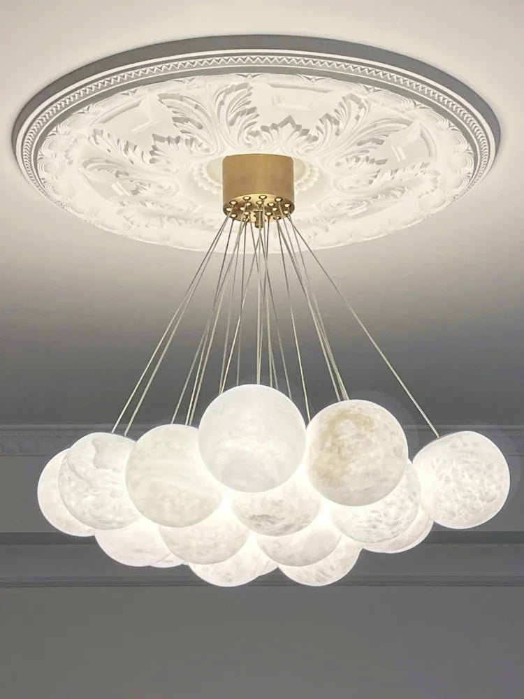 Luxury copper chandelier with natural Spanish marble for modern decor