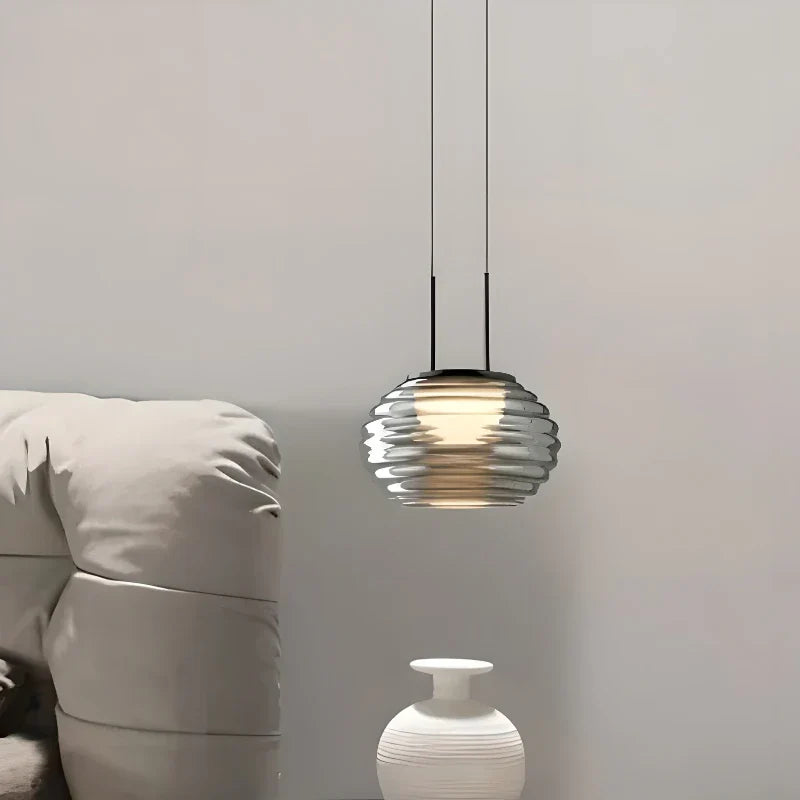 Minimalist modern Nordic style striped glass LED chandelier
