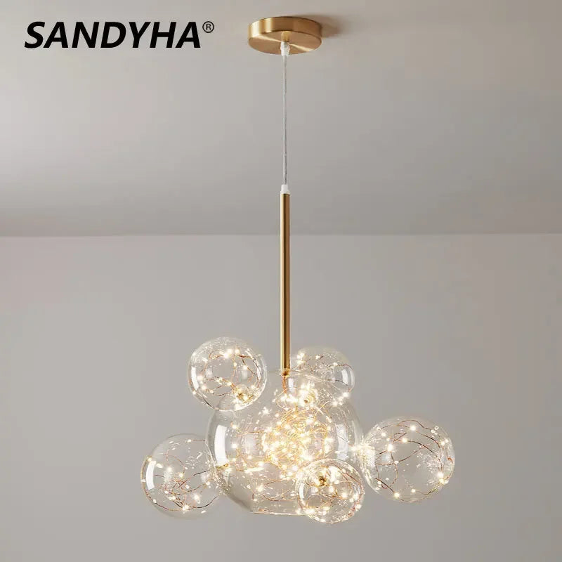 Modern glass chandelier for bright interior decoration
