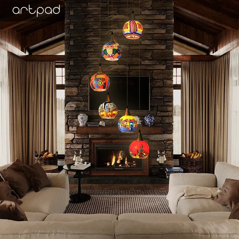 Handmade Vintage Turkish Mosaic Chandelier for Home Decor
