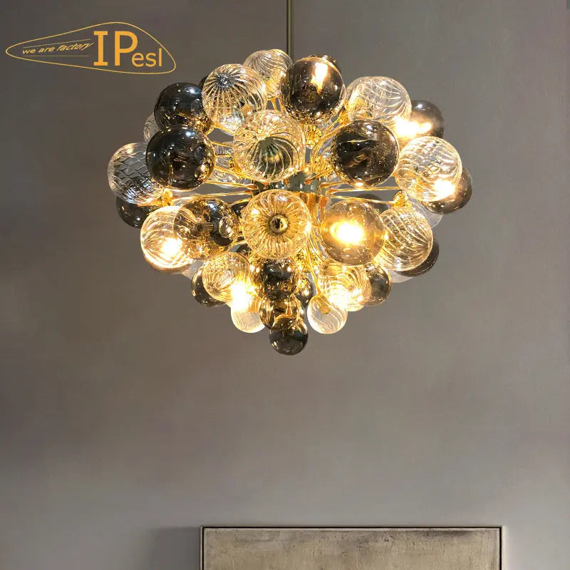 modern bubble glass chandelier silver gold luxurious hanging light