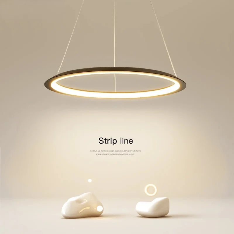 Creative Nordic minimalist design round LED ring chandelier