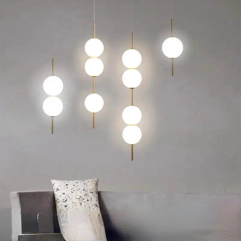 Glass ball pendant for bedside lamp, hanging light, ceiling chandeliers, modern lighting, entrance decoration, LED fixture