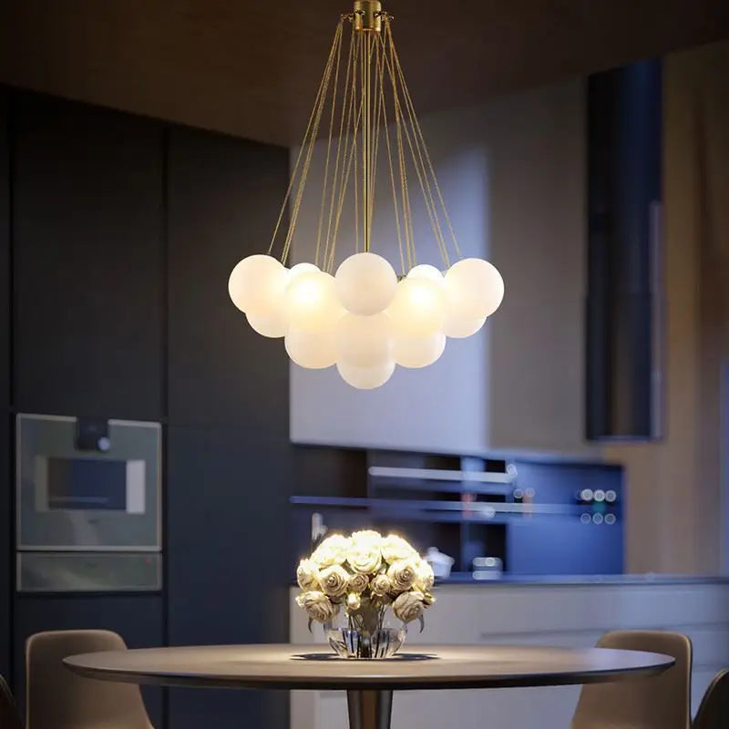 Modern white bubble glass chandelier for home decoration