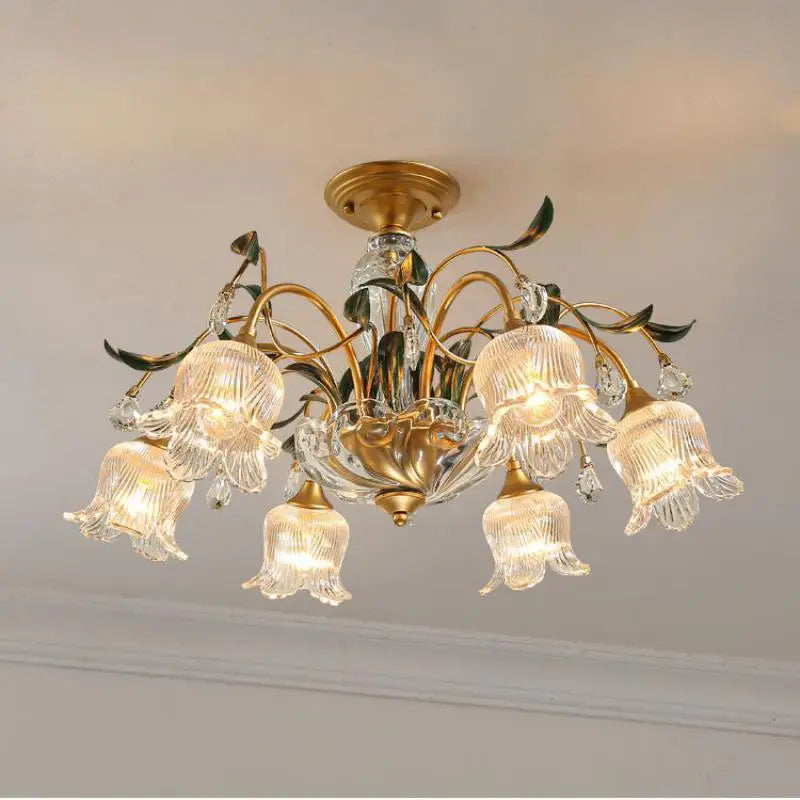 Mediterranean glass chandelier with trendy floral patterns