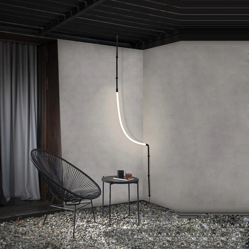 Minimalist design LED linear chandelier in stainless steel