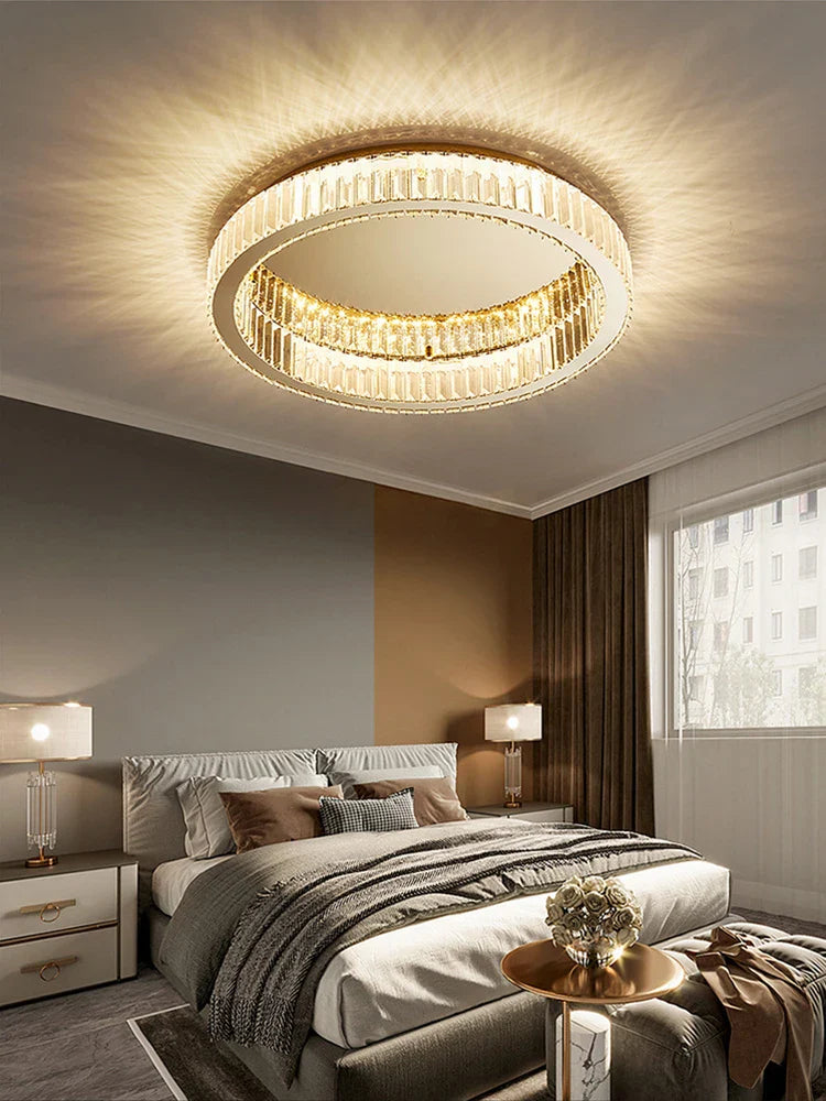Elegant crystalline round suspended chandelier