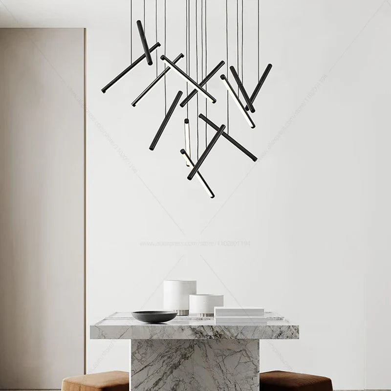 minimalist branch-shaped chandelier for loft