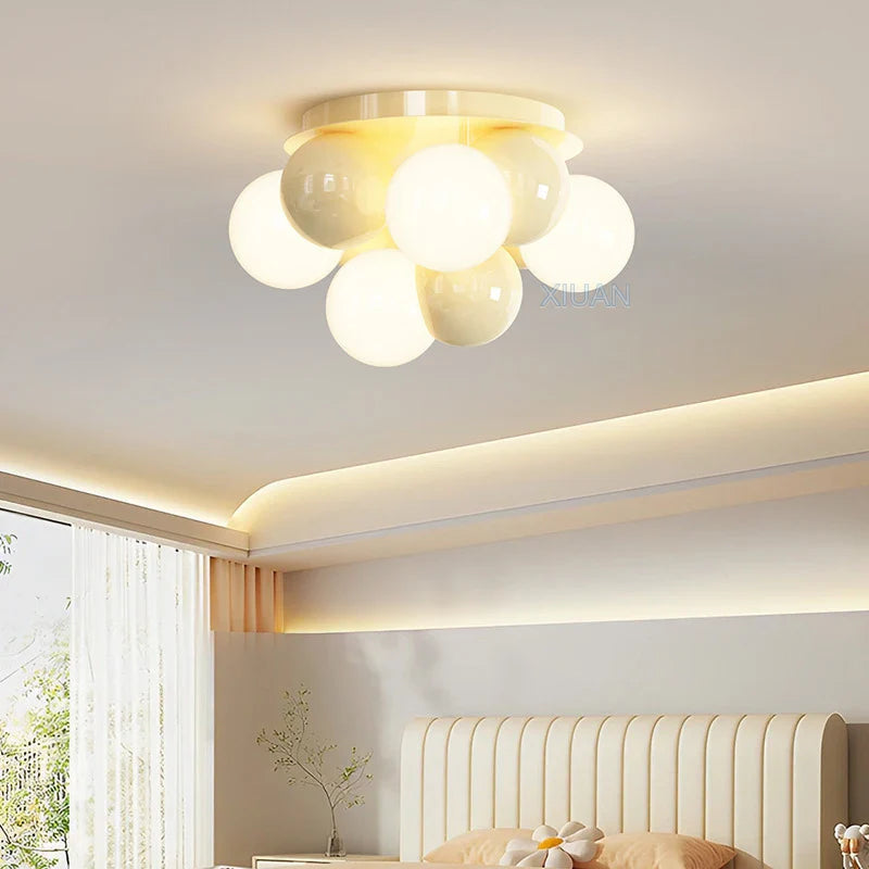 Nordic round bubble LED chandelier for children's room