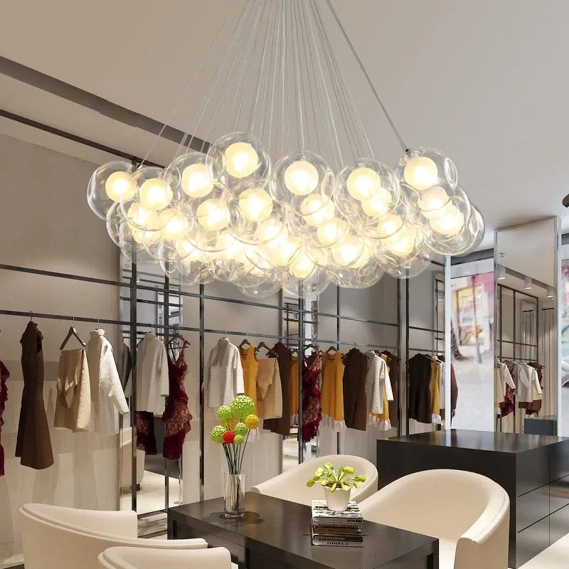 Modern LED bubble glass chandelier for shops
