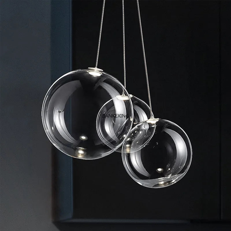 Nordic minimalist glass chandelier with LED