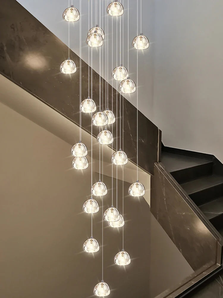 Luxury design crystal chandelier for modern spiral staircase lighting