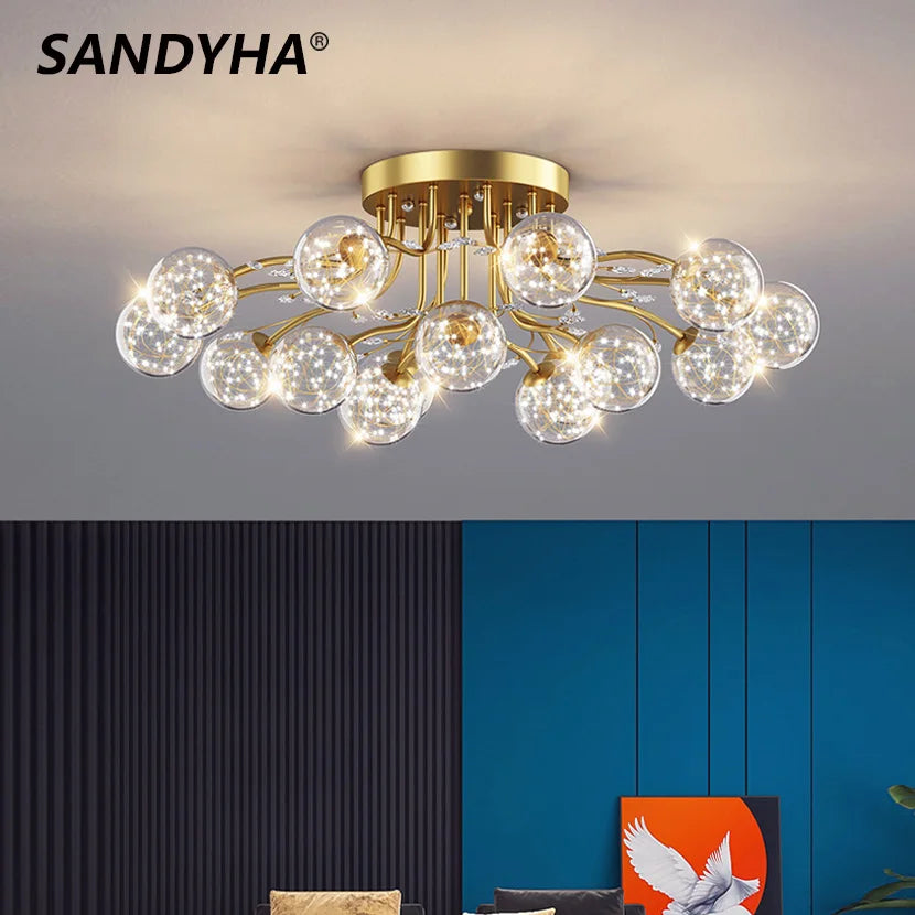 sandyha star LED chandelier with glass and crystal ball