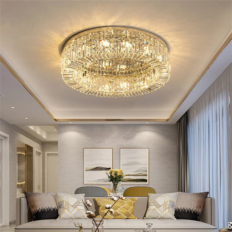 Modern gold and silver LED crystal chandelier for home decor