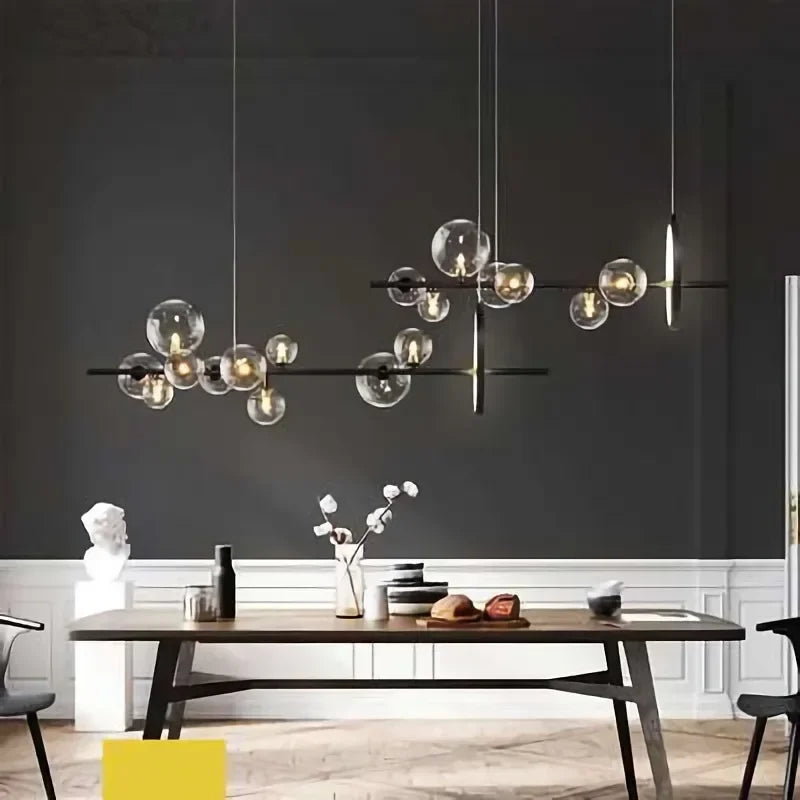Modern chandelier with clear globes