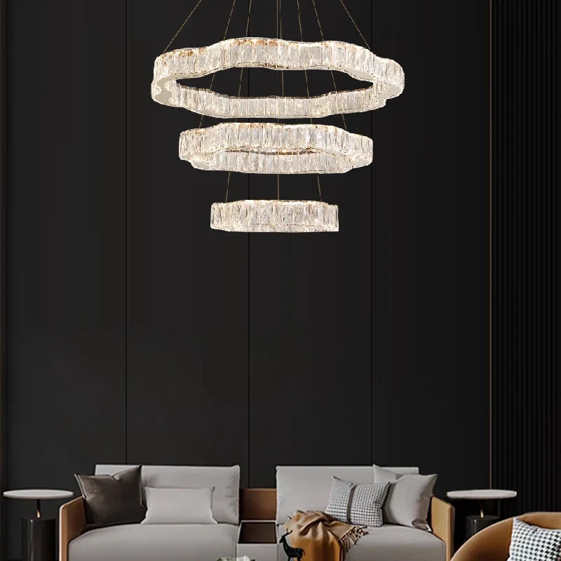 Modern crystal chandelier with elegant LED lighting design