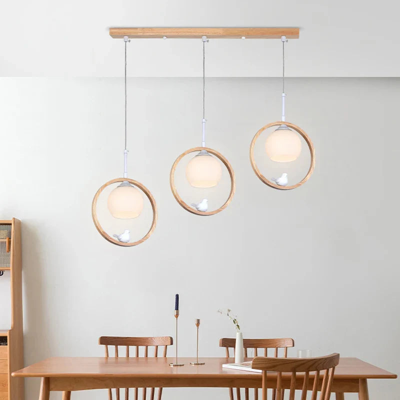 Elegant natural stylized wooden pendant lamp