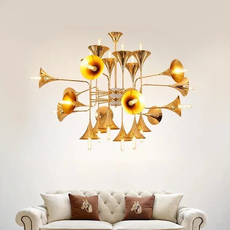 Elegant Gilded Trumpet Chandelier