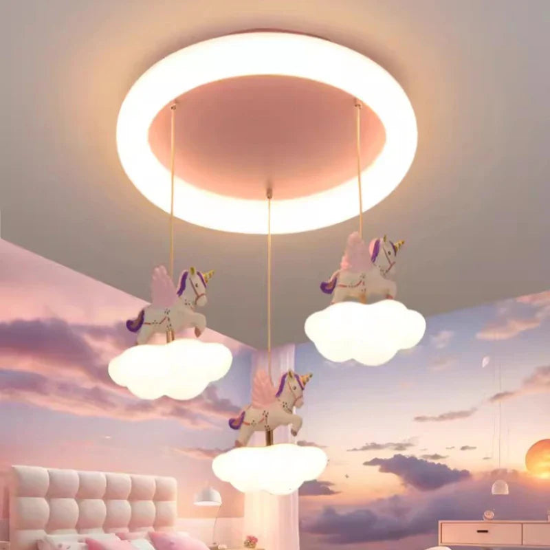 romantic unicorn cloud chandelier for modern nursery