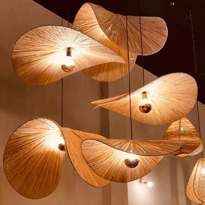 hand-woven bamboo chandelier Japanese retro style