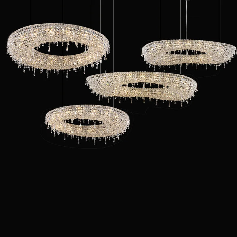 Luxury modern LED crystal chandelier for hotel duplex villa