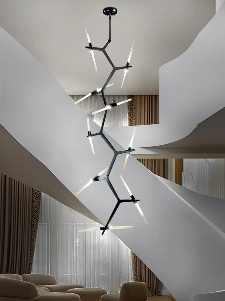 Modern LED rotating simple chandelier for duplex loft