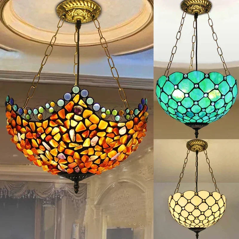 Tiffany-style stained glass chandelier for indoor hanging decoration