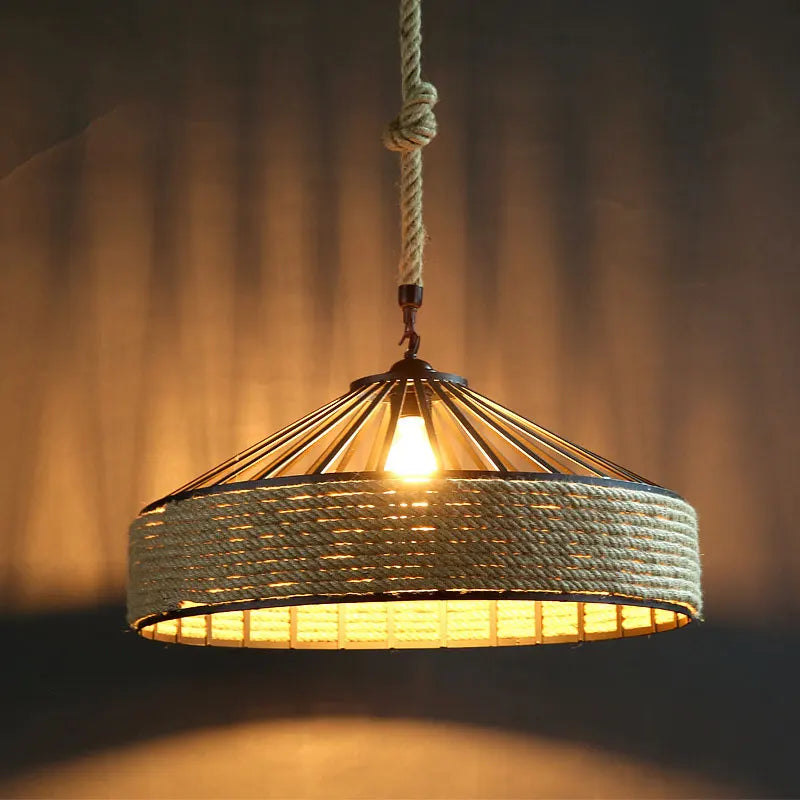 American Industrial Iron Rope Loft Creative Chandelier Headlight Restaurant Bar Cafe Light Dining Room Pendant Drop Light