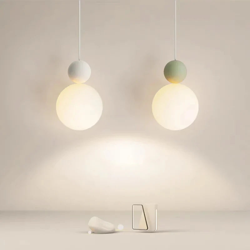 Nordic LED Chandelier, White Milk Ball Pendant Light Fixture