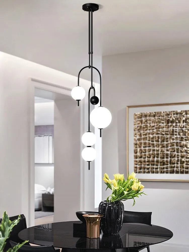 Iron and glass LED chandelier for interior decoration