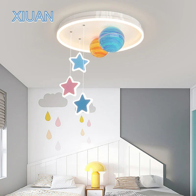 Creative stained glass planet universe star kindergarten chandelier