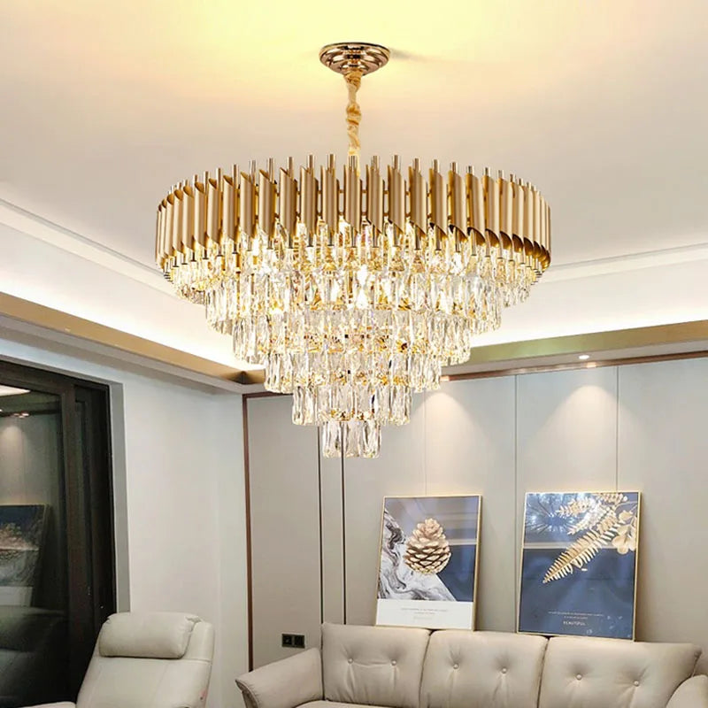 Luxurious crystal chandelier with LED lighting for interiors