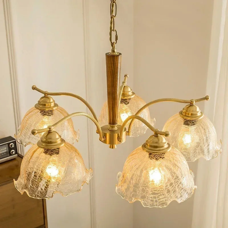 Retro Nordic hanging lamp, pleated fabric lampshade, decorative lamp