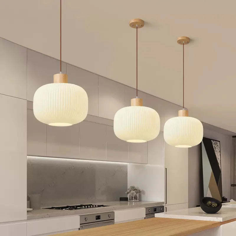 Modern loft LED chandelier with glass shade