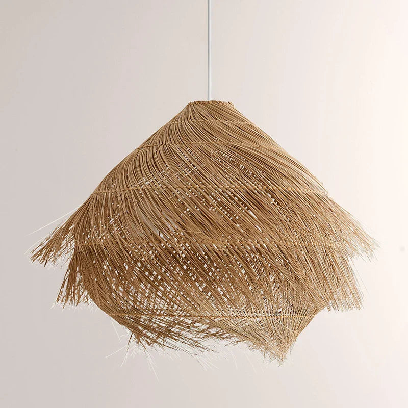 Woven rattan chandelier, wabi-sabi style, for interiors