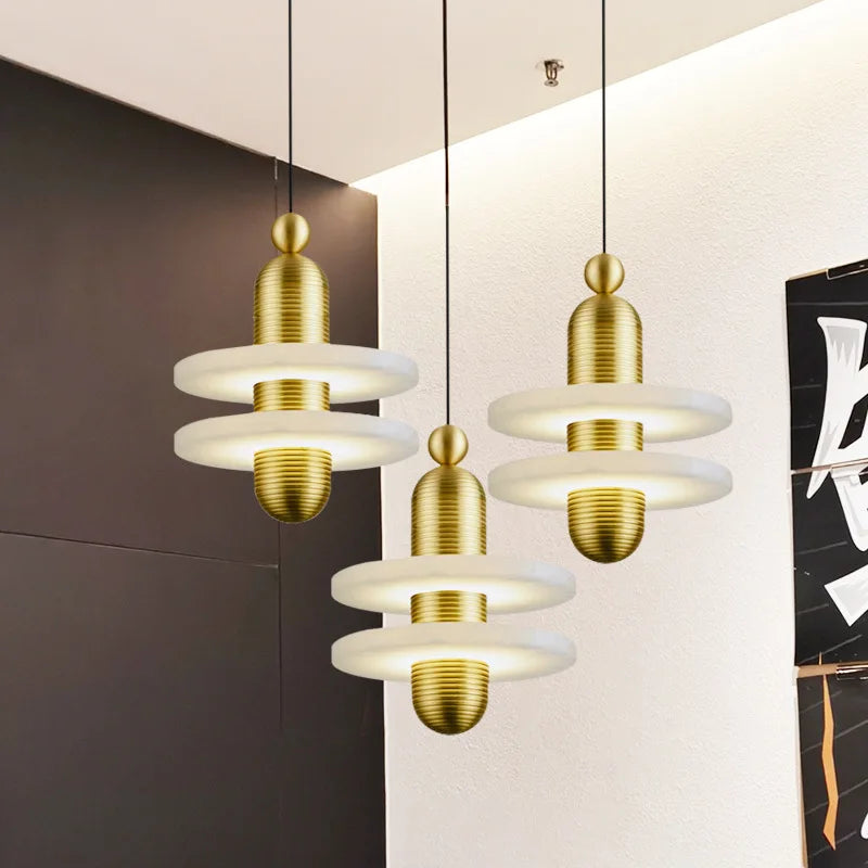 Contemporary Nordic luminous marble chandelier.