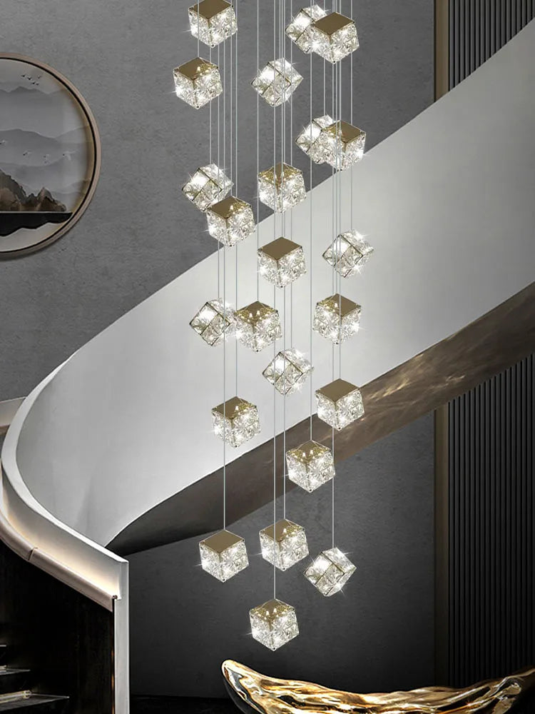 Modern square crystal chandelier for designer lighting