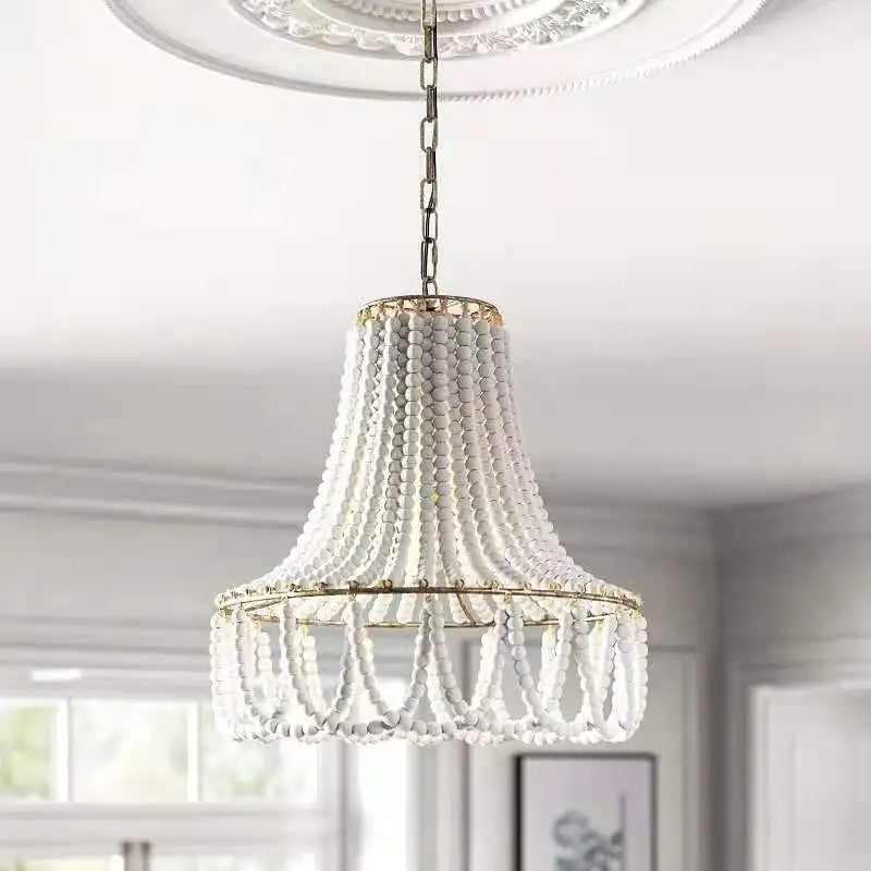 Rustic Wood Bead Chandelier
