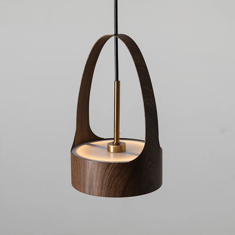 Modern wood-grain imitation Nordic style LED pendant light
