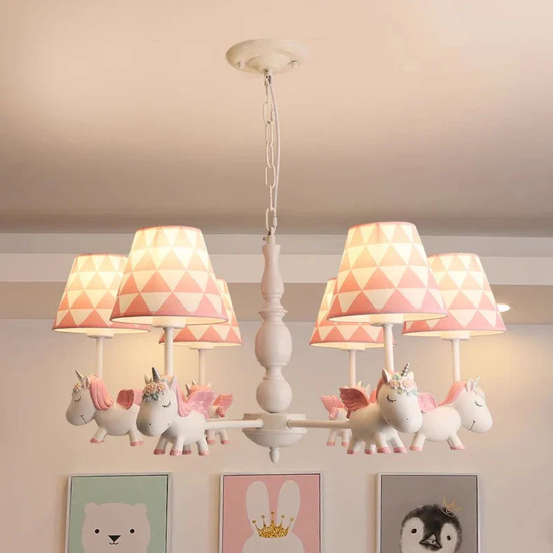 Rotating LED Northern European style romantic and warm children's chandelier