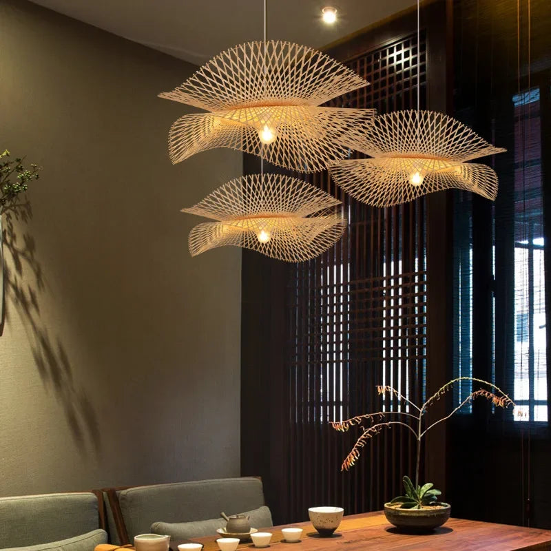 Elegant handmade bamboo chandelier