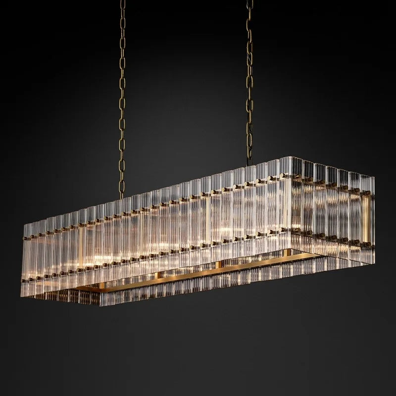 Rectangular crystal chandelier for luxury lighting
